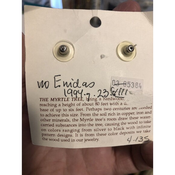 Vintage Unworn Authentic Oregon Myrtlewood  & Gold-Tone Dangle Earrings NICE - Picture 2 of 4